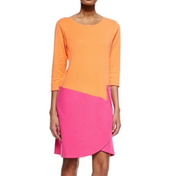 JOAN VASS‎ NWOT 3/4 Sleeve Colorblock Dress - Picture 1 of 9